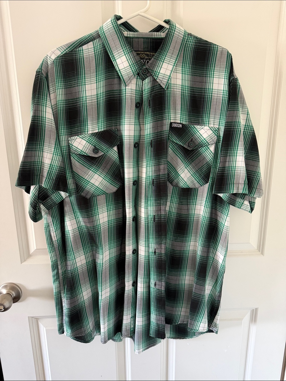 DIXXON ‘KILLARNEY’ Green and Black Plaid Short-Sleeve Button-Down Shirt- Bamboo